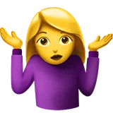 Emoji van een vrouw die haar schouders ophaalt